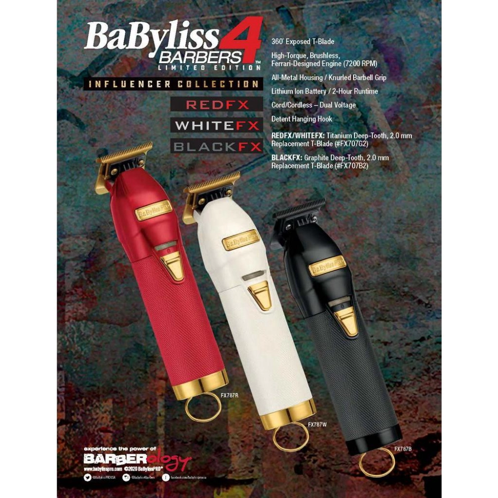 BaByliss PRO Gold & White FX Cordless Limited Edition Skeleton Trimmer  FX787W