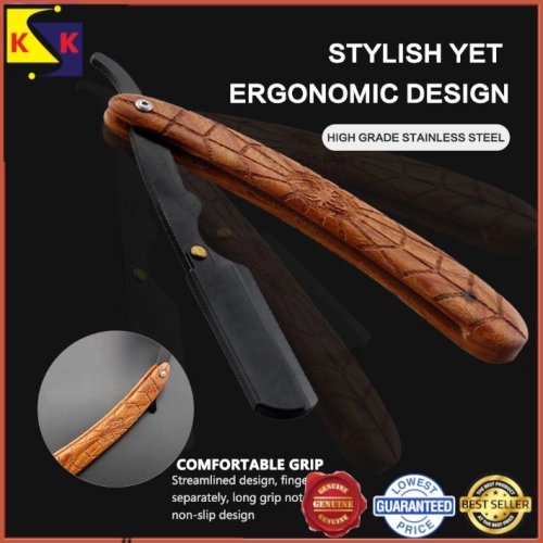 Professional Spider Manual Wood Razor Handle Barber + Free Gift