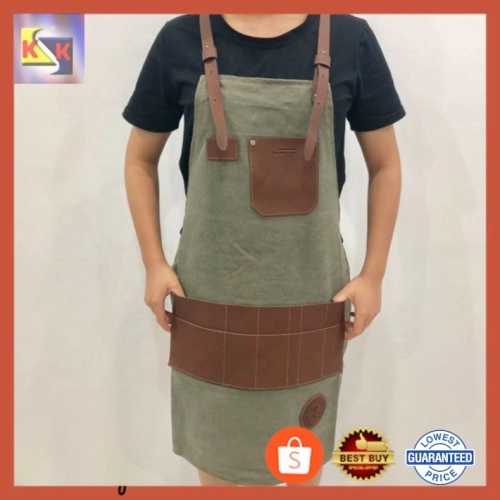 Hair Dressing Thick Brown Jean Cloth Barber/Saloon Cape Apron With Pocket Design