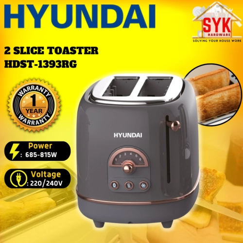 SYK Hyundai HDST-1393RG 2 Slice Bread Toaster Machine Browning Levels Kitchen Appliances Pembakar Roti