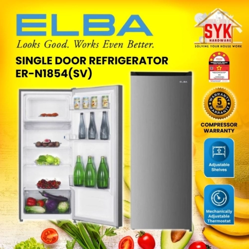 SYK ELBA Single Door Refrigerator ER-N1854 185L Single Door Fridge 1 Door Peti Sejuk 1 Pintu Kecil Murah Satu Pintu 冰箱