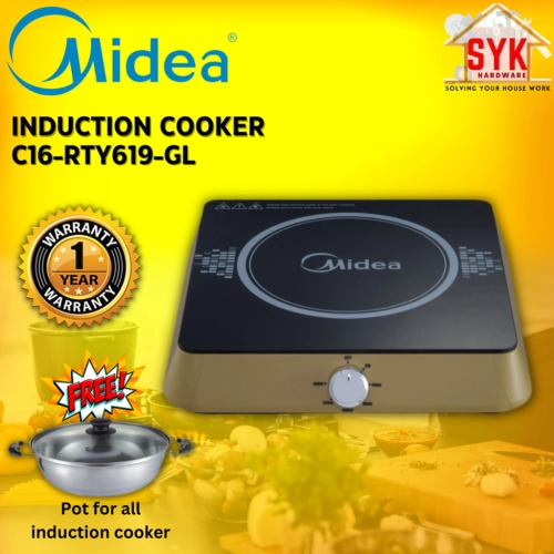 SYK Midea C16-RTY619-GL Induction Cooker Electric Kitchen Stove Dapur Masak Periuk Elektrik Free Gift