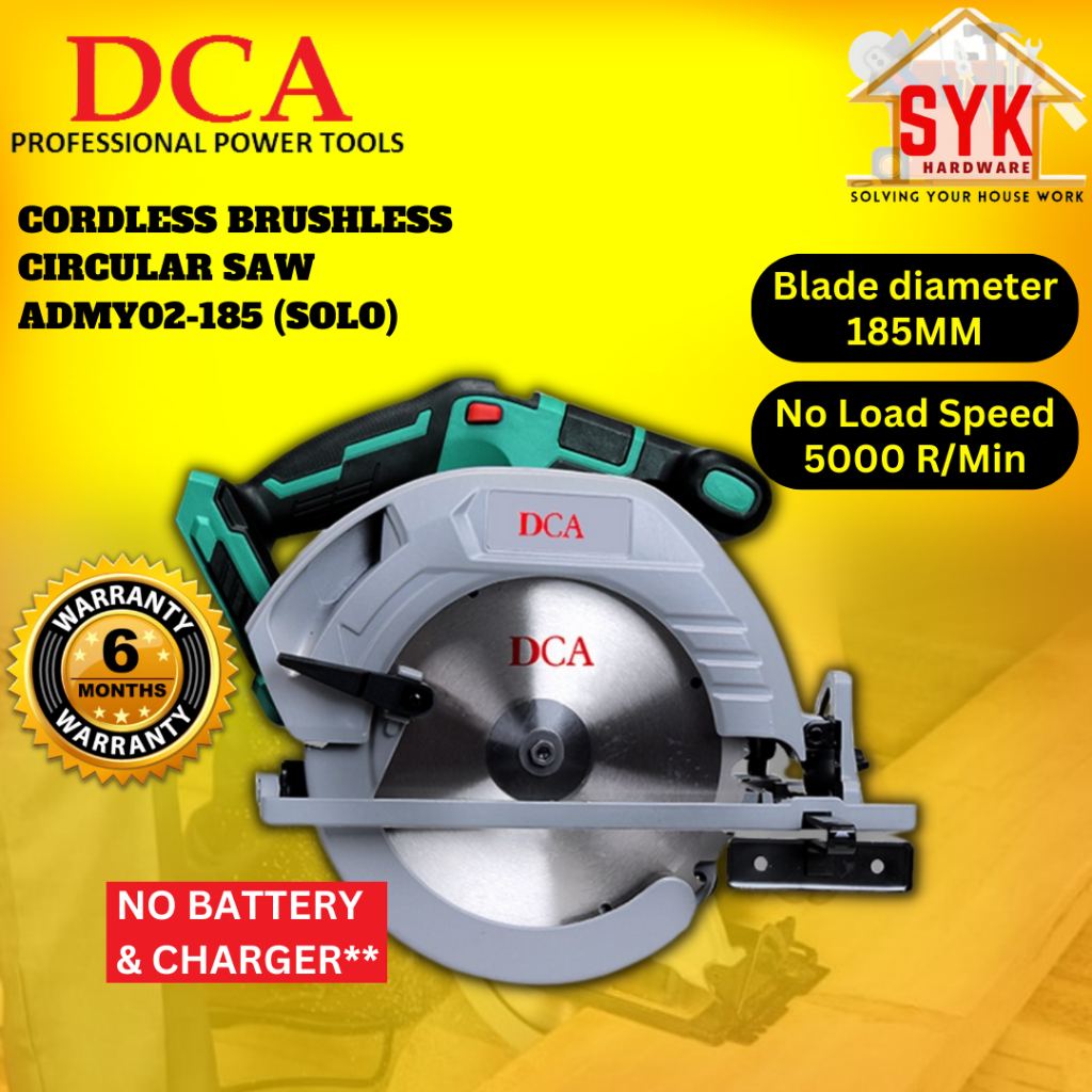 SYK DCA ADMY02-185 Cordless Brushless Circular Saw Solo Wood Cutting Mesin Gergaji Kayu Mesin Potong Kayu
