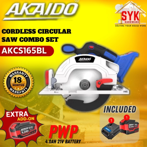 SYK Akaido AKCS165BL Brushless Cordless Circular Saw Combo Set Wood Cutter Machine Mesin Gergaji Potong Kayu