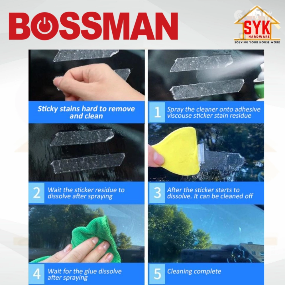 SYK BOSSMAN BAR450 450ml Aerosol Adhesive Remover Adhesive Sticker ...