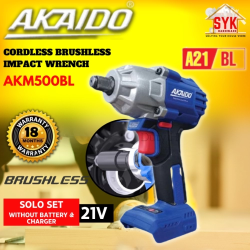 SYK Akaido AKM500BL Brushless Cordless Impact Wrench Solo Power Tools Machine Battery Mesin Impak Bateri