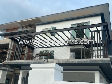 Installation Mild Steel Aluminium Strip Ceiling Awning At Taman Bayu Height 2(Aluminium Strip Ceiling)