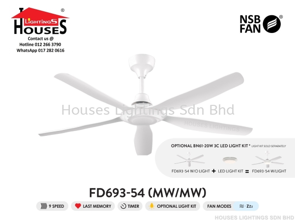 FD693-54 MATT WH-5B-NSB New Arrival NSB Ceiling Fan Ceiling Fan Selangor, Malaysia, Kuala Lumpur (KL), Puchong Supplier, Suppliers, Supply, Supplies | Houses Lightings Sdn Bhd