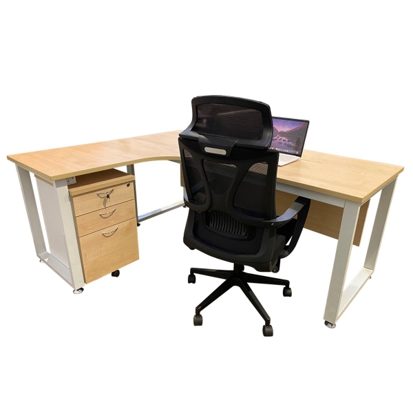 L-Shape Table With O-Leg & Mobile Pedestal 2D1F SINGLE TABLE & FOLDABLE TABLE DESK OFFICE FURNITURE Johor Bahru (JB), Malaysia, Kulai Supplier, Suppliers, Supply, Supplies | SYARIKAT PERNIAGAAN FONG YUEN SDN BHD