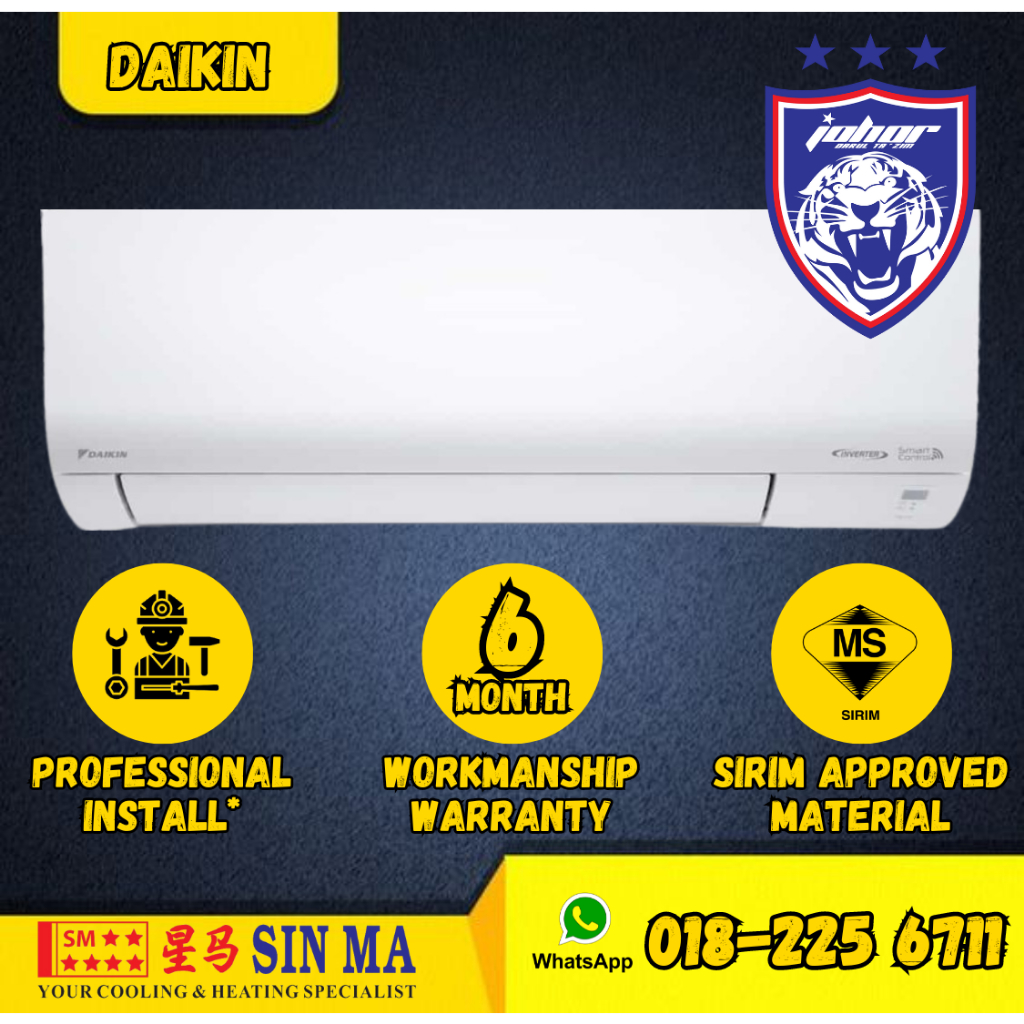 (With Install JB) DAIKIN 1HP/1.5/2 /2.5HP WIFI Non-Inverter/Inverter R32 AirCond (FTV-P / FTV-A / FTKF / FTKH)