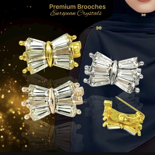 Elegant Brooch 1pc Premium Brooch European Crystal Kerongsang Kristal Mewah Hijab Pin Tudung Muslimah CY3314