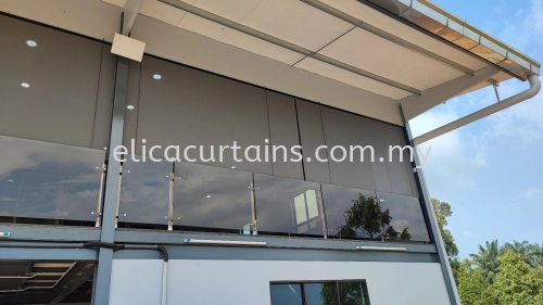 Outdoor Roller Blind/ Sunscreen Material/ Block Sun/ UV Protection/ Relaxing Area/ Black System 