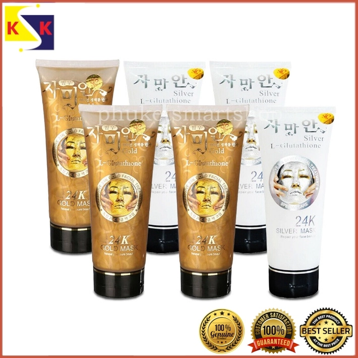 24k gold mask l glutathione 24K Korea Gold Silver Mask Cream Facial Care Treatment L- Glutathione 220 ml
