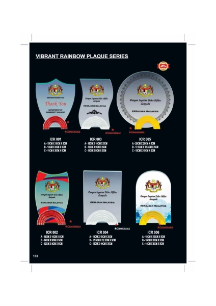 VIBRANT Rainbow PLAQUE SERIES ICR001 - ICR006 Crystal Plaques & Trophy Trophy Johor Bahru (JB), Malaysia, Kuala Lumpur (KL), Selangor, Singapore Supplier, Suppliers, Supply, Supplies | M Sport Apparel