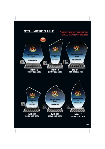 METAL INSPIRE PLAQUE IMB012 - IMB017 Crystal Plaques & Trophy Trophy Johor Bahru (JB), Malaysia, Kuala Lumpur (KL), Selangor, Singapore Supplier, Suppliers, Supply, Supplies | M Sport Apparel