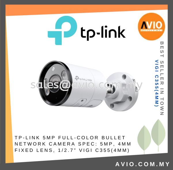 TP-LINK 5MP Full-Color Bullet Network Camera SPEC: 5MP, 4mm Fixed Lens, 1/2.7 VIGI C355(4mm) TP-LINK Johor Bahru (JB), Kempas, Johor Jaya Supplier, Suppliers, Supply, Supplies | Avio Digital