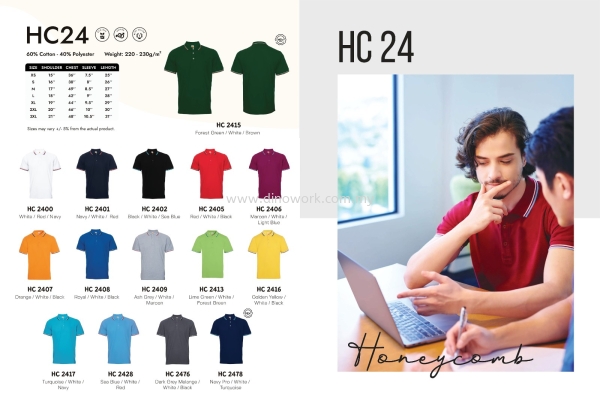 Polo T-shirt Honeycomb HC24 Polo T-shirt Honeycomb Apparel / Uniform Johor Bahru (JB), Malaysia Supplier, Wholesaler, Importer, Supply | DINO WORK SDN BHD