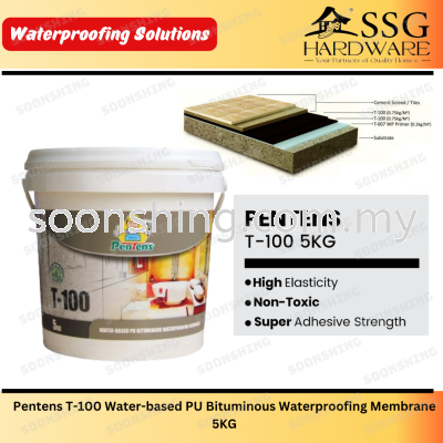 Pentens T-100 Water-based PU Bituminous Waterproofing Membrane 5KG