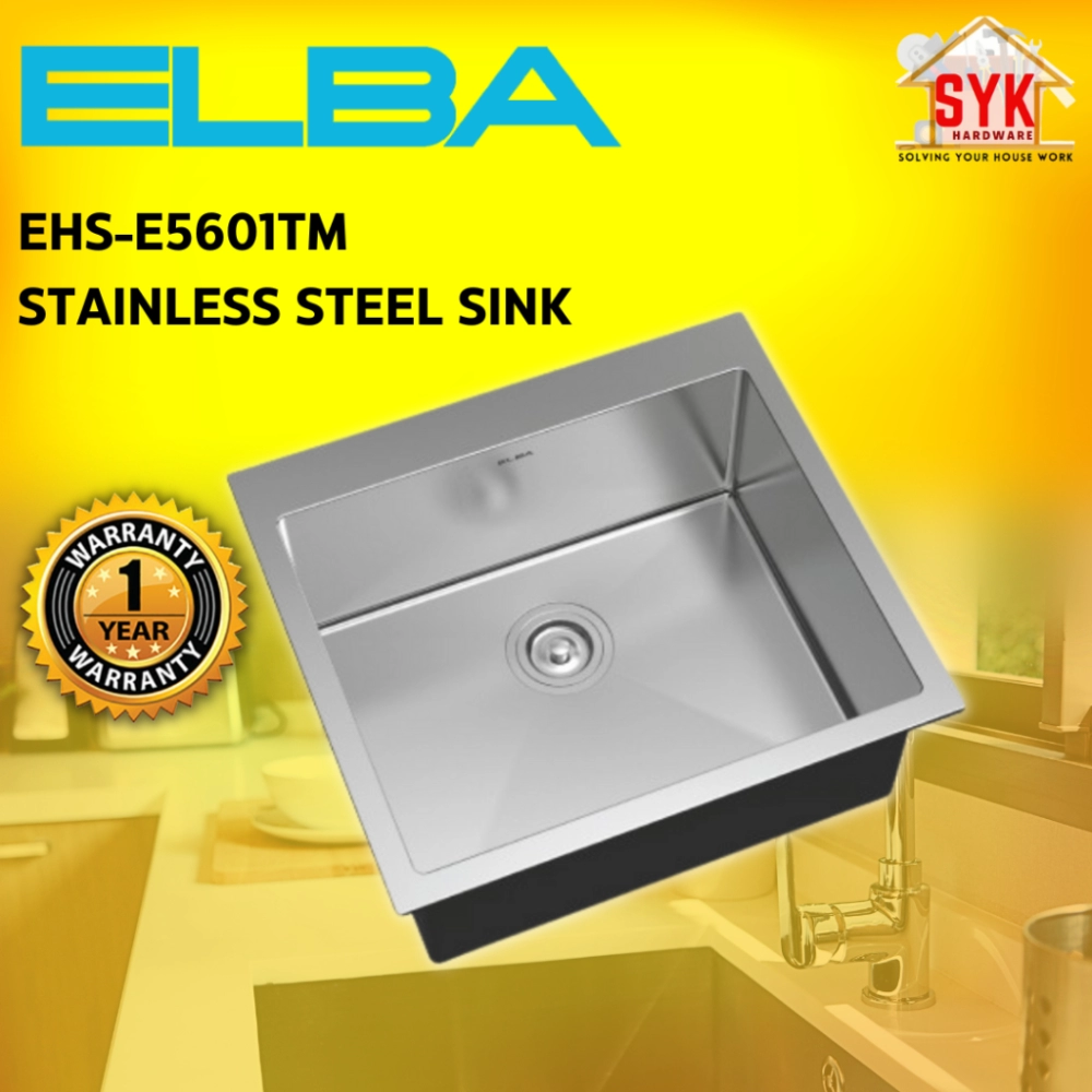 SYK Elba EHS-E5601TM Stainless Steel Sink Kitchen Appliances Single Bowl Sink Undermount Sinki Basin Dapur
