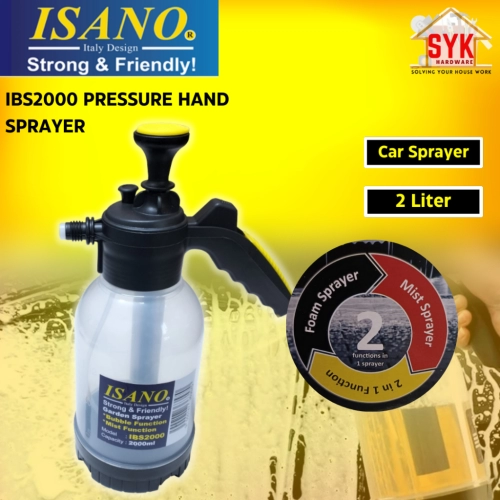 SYK Isano IBS2000 2 in 1 Function Pressure Hand Sprayer Car Foam Water Spray Bottle Botol Penyembur 2Liter