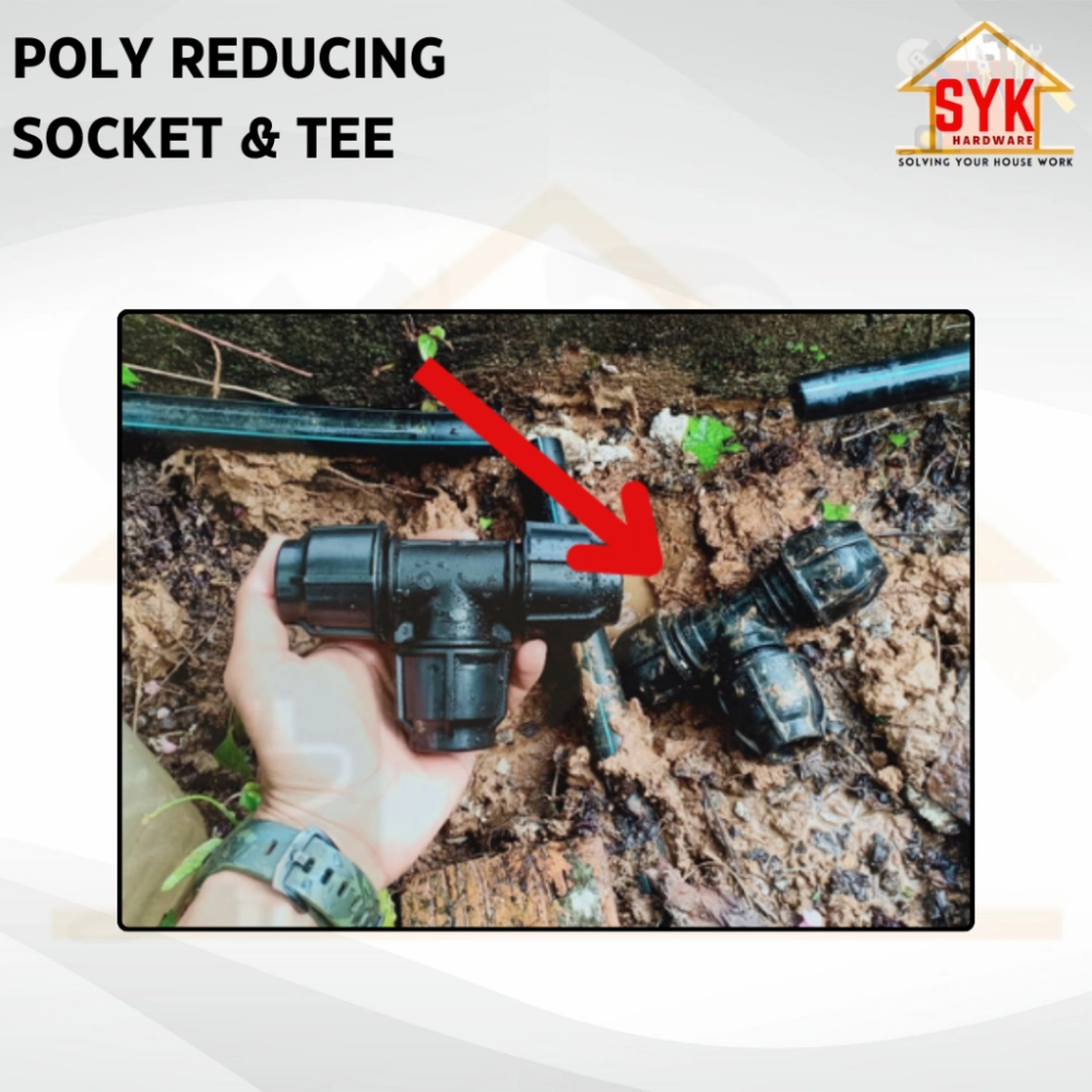 SYK Polypipe Reducing Tee Reducing Socket HDPE Poly Pipe Fitting Part ...
