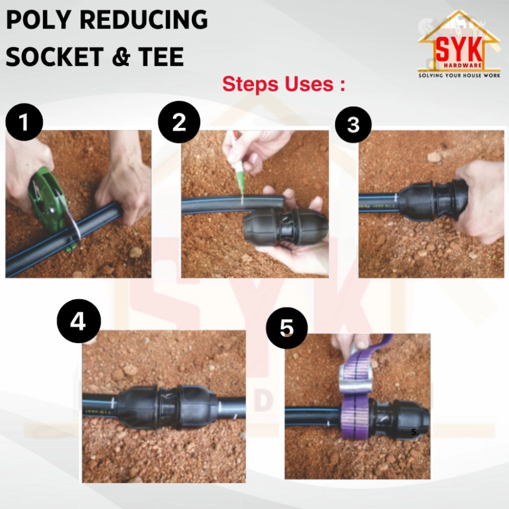 SYK Polypipe Reducing Tee Reducing Socket HDPE Poly Pipe Fitting Part ...