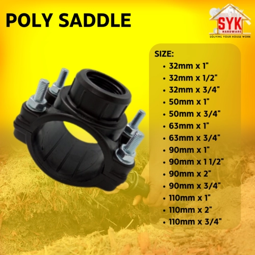 SYK Poly Saddle Fitting Poly Pipe Outlet Connector PP Reinforced Saddle Part Accessories Penyambung Paip Air