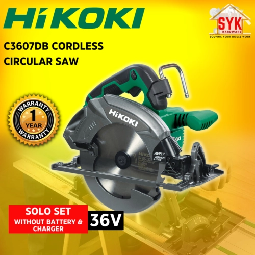 SYK Hikoki C3607DB Cordless Circular Saw Solo Battery Wood Cutting Mesin Gergaji Kayu Mesin Potong Kayu