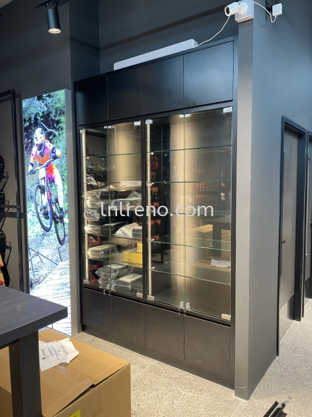 Bicycle retail shop Renovation and Carpentry works in PJ KL Selangor Malaysia #plywood #melamine  #veneer #spray paint #laminate #customize #sliding door #glass door #swing door #built in #nyatoh #oak #carcass #panel #fluted panel #drawer #partition #box up #shelves #open shelves #table #solid surface #quartz stone #rubber wood #renovation #carpentry #cabinet #storage #wiring works #plaster ceiling works #gypsum board Bicycle Shop Renovation Petaling Jaya (PJ), Selangor, Kuala Lumpur (KL), Malaysia. Design, Renovation, Decoration | LNL Reno Enterprise