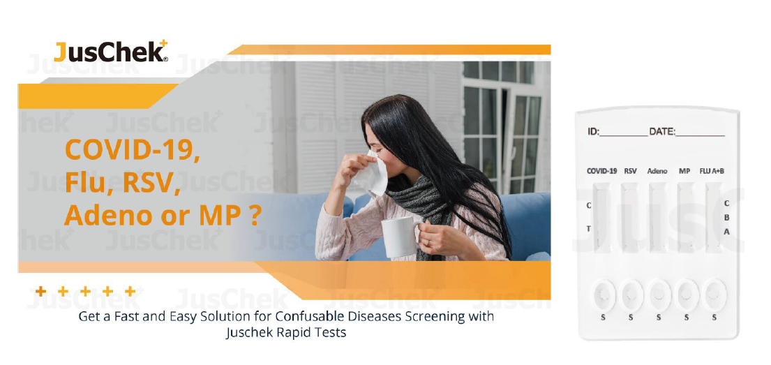 Covid-19/Influenza A+B/RSV/Adenovirus/M.pneumoniae Antigen Combo Rapid Test (Nasopharyngeal Swab)