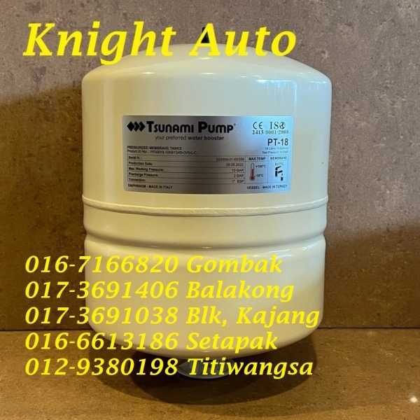 Tsunami Pump PT-18 Pressurized Membrane Tanks / PT-4 Pressure Tank C007 Tsunami Water Pump (Branded) Selangor, Malaysia, Kuala Lumpur (KL), Seri Kembangan, Setapak, Kajang Supplier, Suppliers, Supply, Supplies | Knight Auto Sdn Bhd