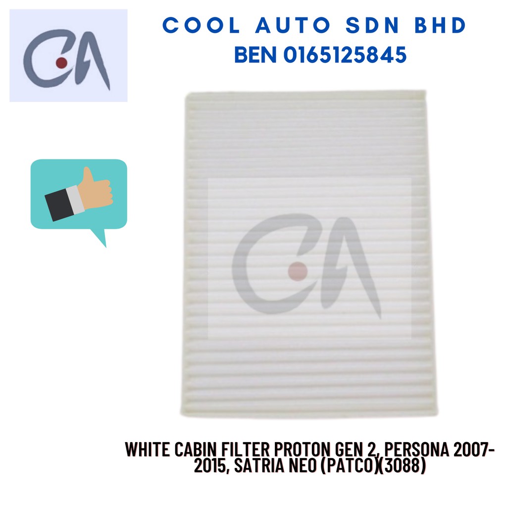 🔥READY STOCK 🔥WHITE CABIN FILTER PROTON GEN 2, PERSONA 2007-2015, SATRIA NEO (PATCO)(3088)