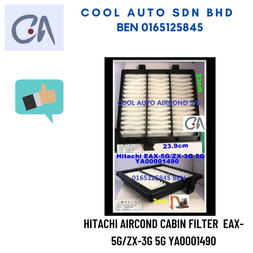 🔥READY STOCK 🔥 HITACHI AIRCOND CABIN FILTER  EAX-5G/ZX-3G 5G YA0001490
