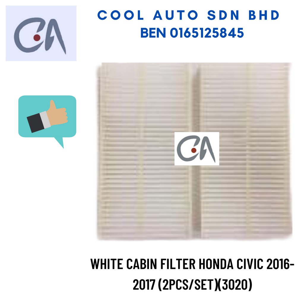 🔥READY STOCK 🔥WHITE CABIN FILTER HONDA CIVIC 2016-2017 (2PCS/SET)(3020)
