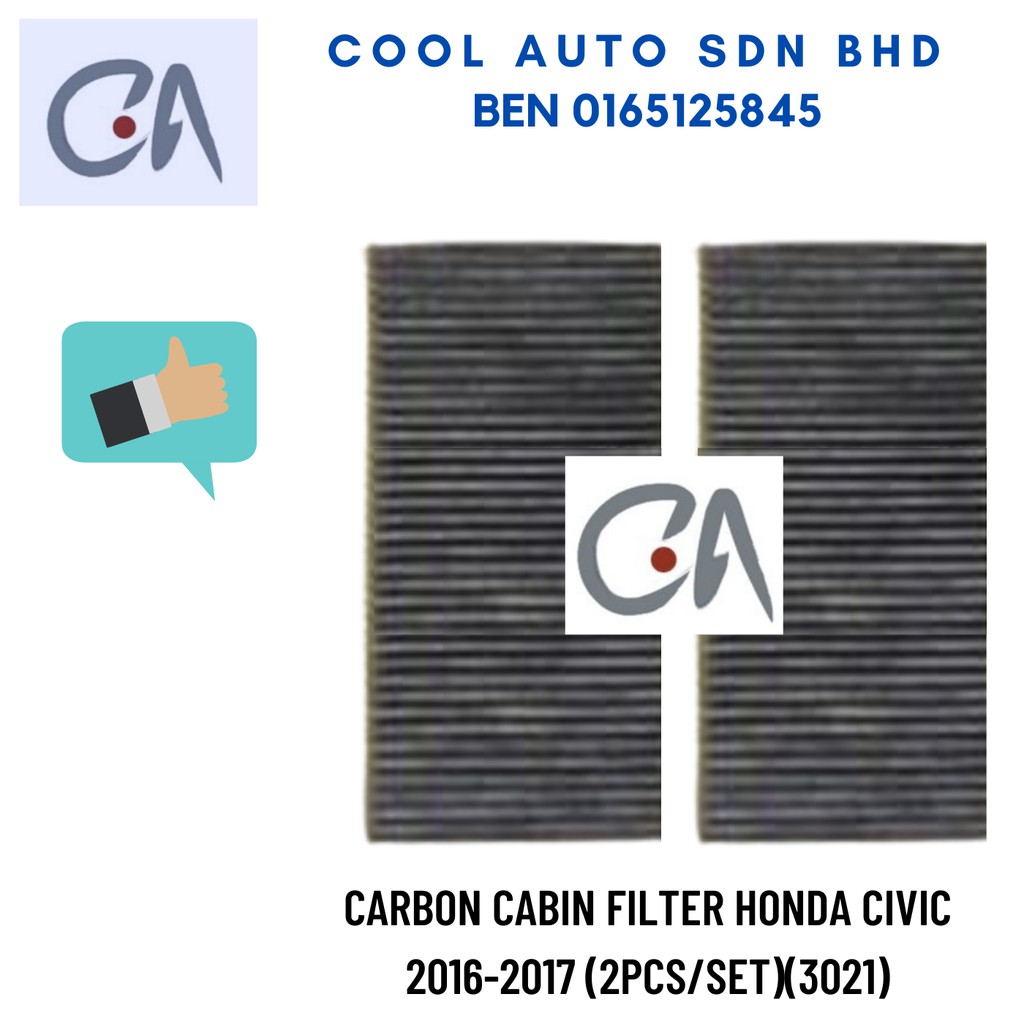 🔥READY STOCK 🔥CARBON CABIN FILTER HONDA CIVIC 2016-2017 (2PCS/SET)(3021)