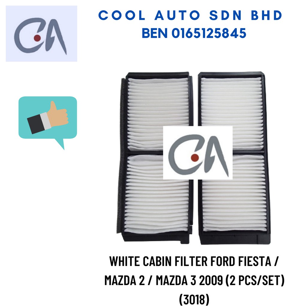 🔥READY STOCK 🔥WHITE CABIN FILTER FORD FIESTA / MAZDA 2 / MAZDA 3 2009 (2 PCS/SET)(3018)