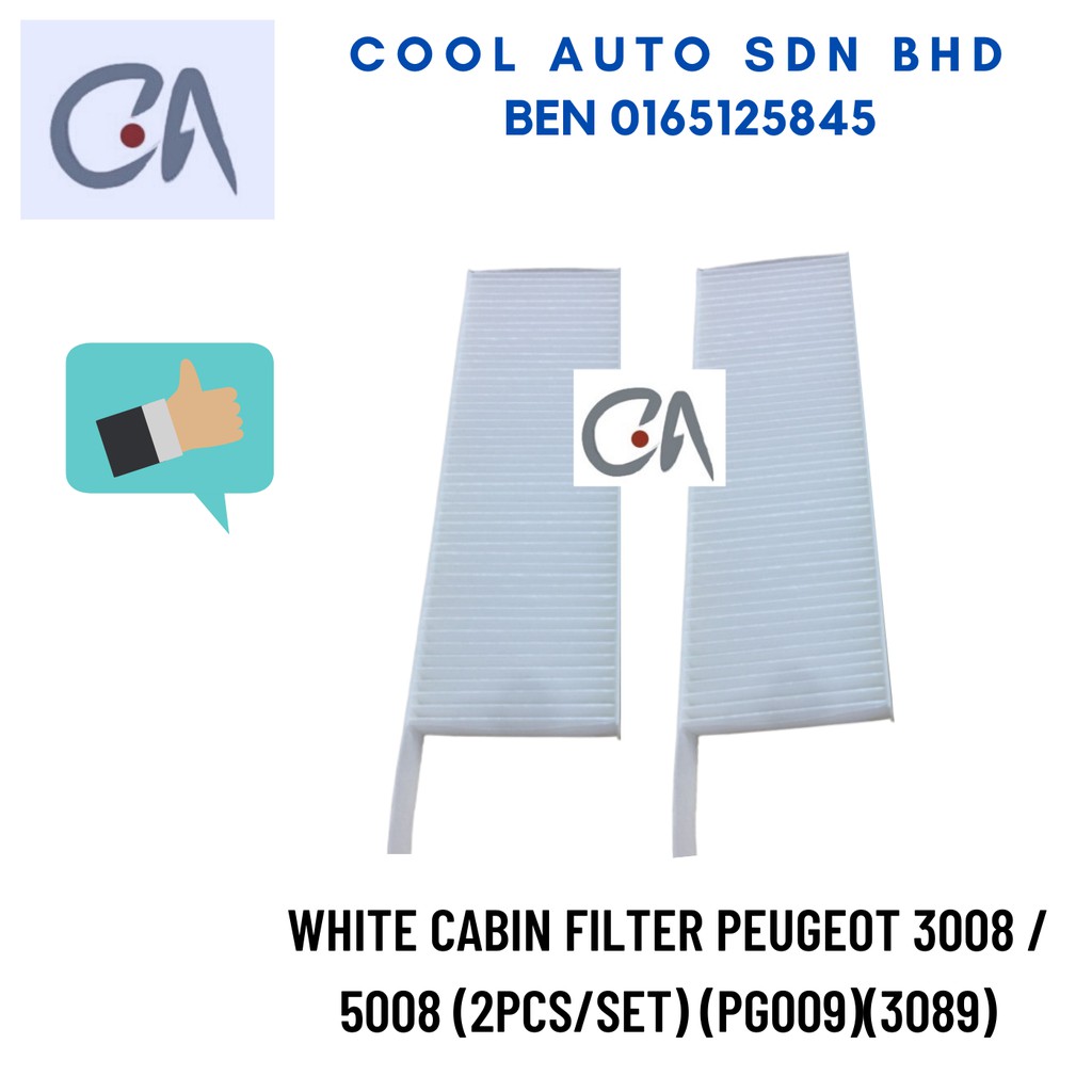 🔥READY STOCK 🔥WHITE CABIN FILTER PEUGEOT 3008 / 5008 (2PCS/SET) (PG009)(3089)