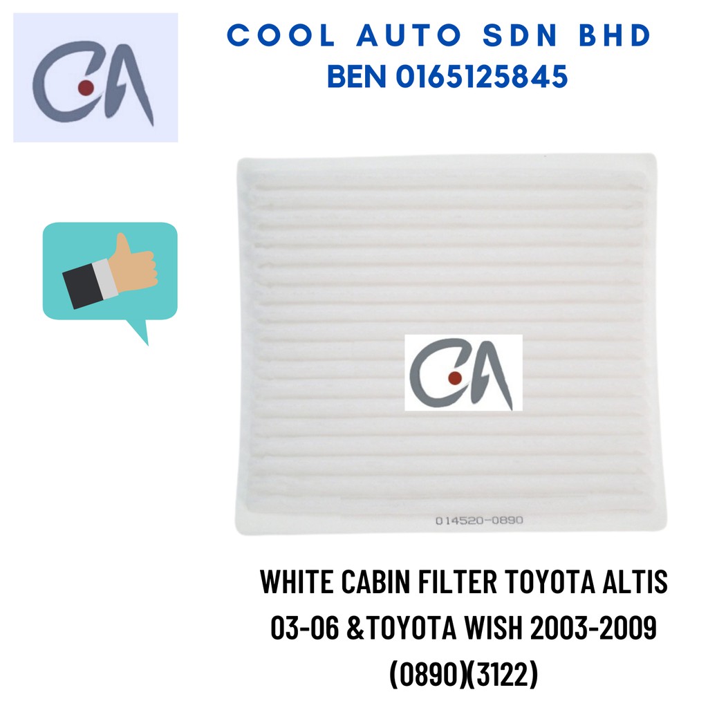 🔥READY STOCK 🔥WHITE CABIN FILTER TOYOTA ALTIS 03-06 &TOYOTA WISH 2003-2009 (0890)(3122)