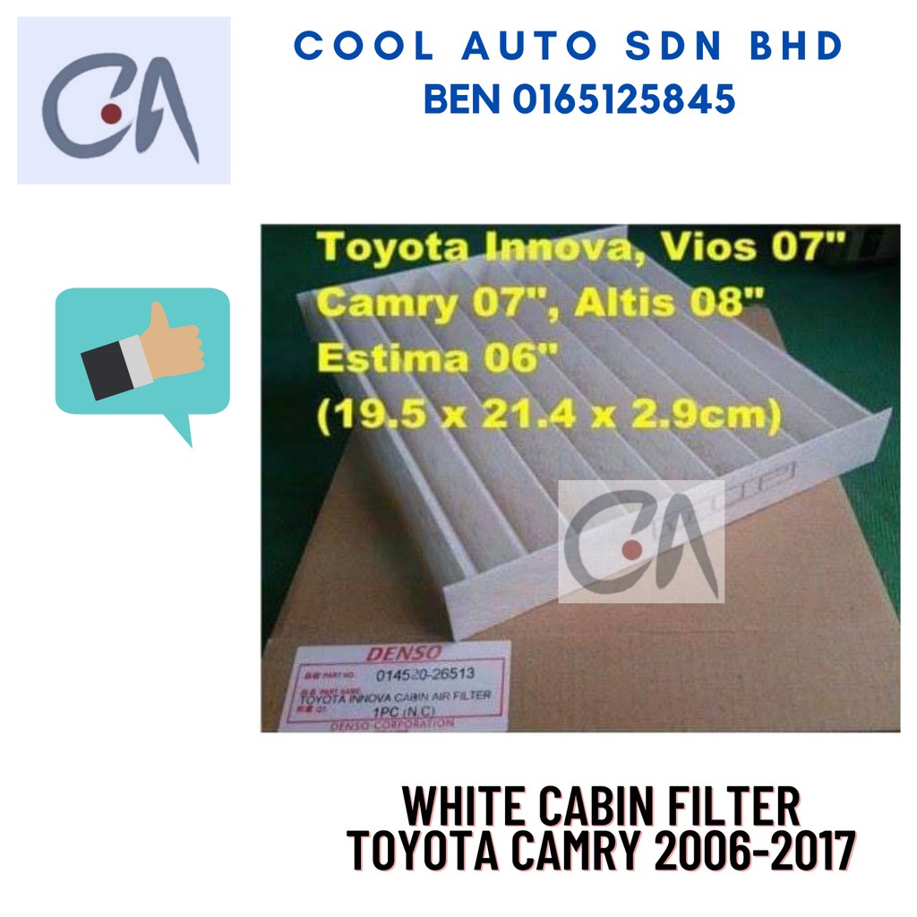🔥READY STOCK 🔥WHITE CABIN FILTER TOYOTA CAMRY 2006-2017