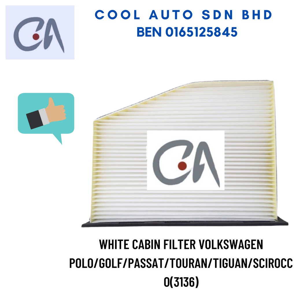 🔥READY STOCK 🔥WHITE CABIN FILTER VOLKSWAGEN POLO/GOLF/PASSAT/TOURAN/TIGUAN/SCIROCCO(3136)