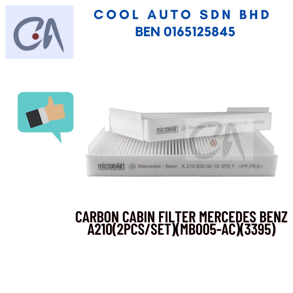🔥READY STOCK 🔥CARBON CABIN FILTER MERCEDES BENZ A210(2PCS/SET)(MB005-AC)(3395)