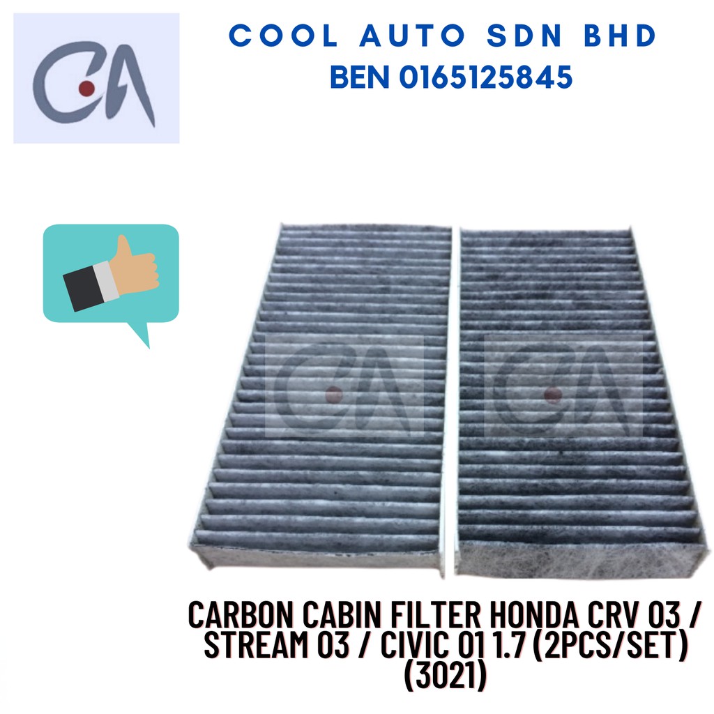 🔥READY STOCK 🔥CARBON CABIN FILTER HONDA CRV 03 / STREAM 03 / CIVIC 01 1.7 (2PCS/SET)(3021)