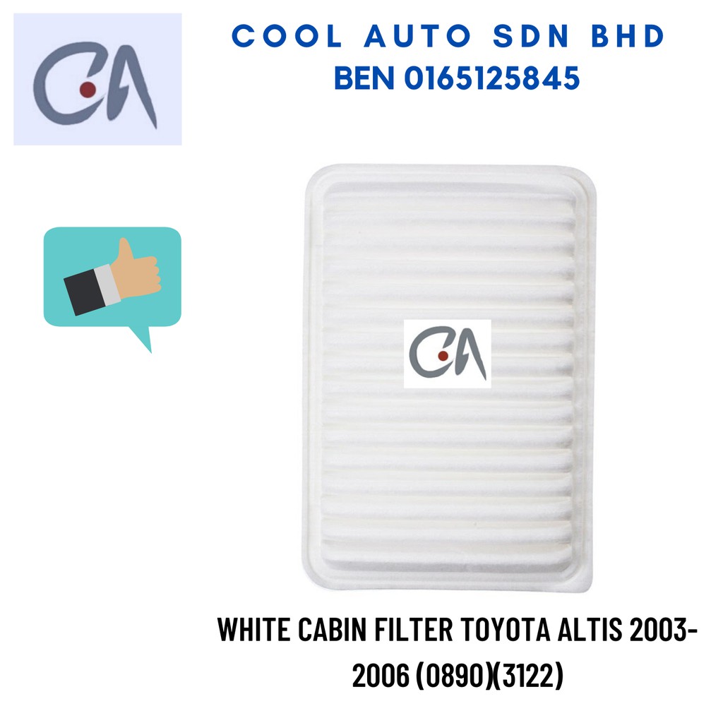 🔥READY STOCK 🔥WHITE CABIN FILTER TOYOTA ALTIS 2003-2006 (0890)(3122)