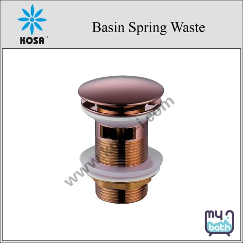 Kosa PW002PWO-RG Basin Spring Waste with Overflow- Rose Gold