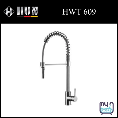 HUN HWT 609 Stainless Steel Kitchen Sink Mixer with Pull-Out Spray