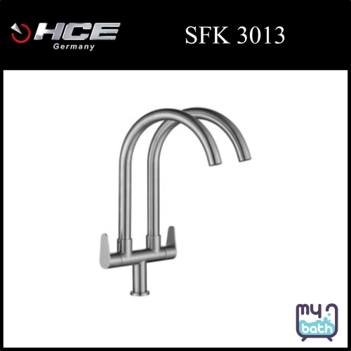 HCE SFK 3013 Double Spout Stainless Steel Pillar Sink Tap