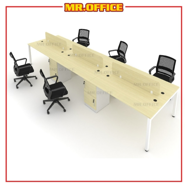 MM-SERIES 6-SEATERS WORKSTATION (COLOR : WHITE & MAPLE)