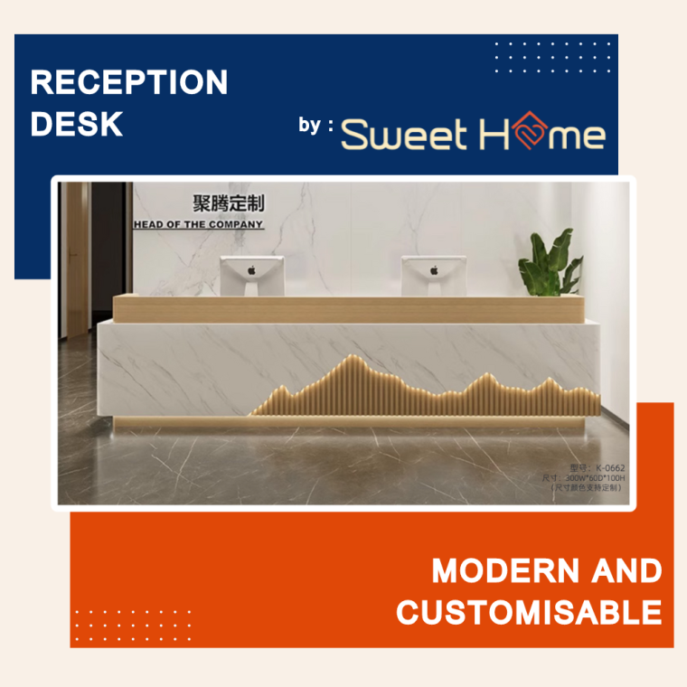 Modern and Customisable Reception Front Table Desk Counter | Best In Malaysia