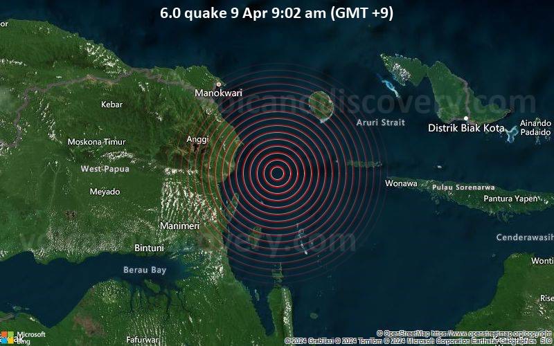 6.0-magnitude quake hits 35 km ESE of Ransiki, Indonesia: USGS