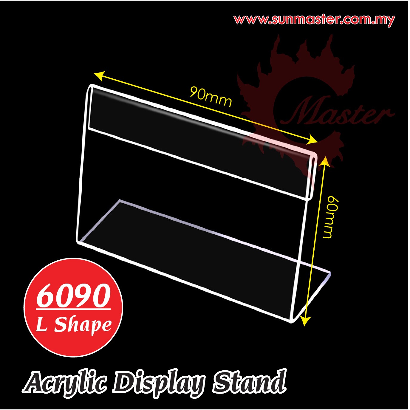 60mm x 90mm L Shape Acrylic Display Stand